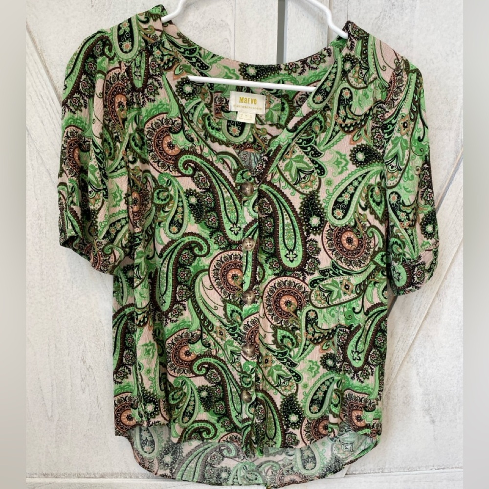 Maeve Anthropologie Floral Paisley Short Sleeve Top Women’s 4